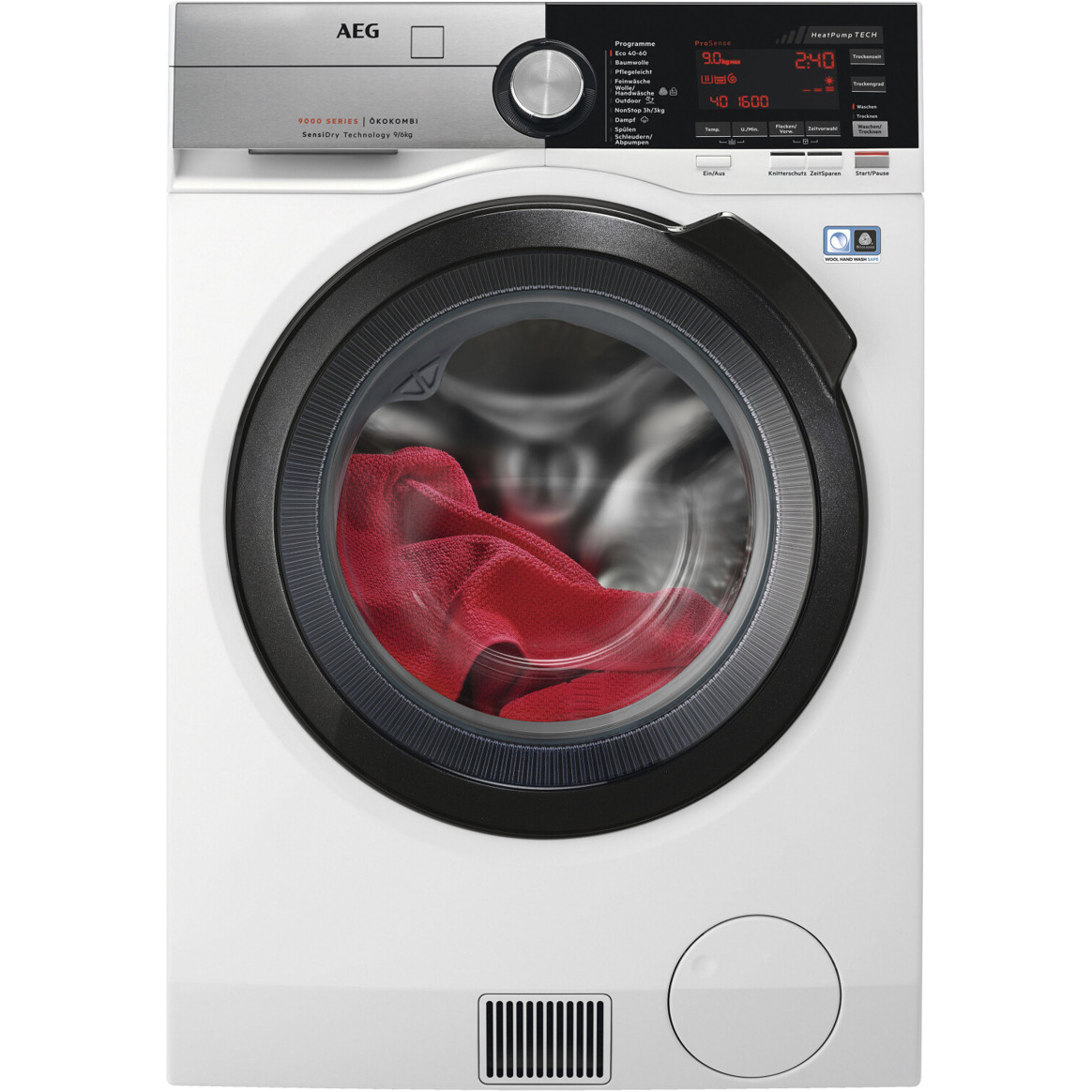 AEG - L9WEF80690 - freistehender Waschtrockner - 9 kg Waschen, 6 kg Trocknen, 1600 U/min, ProSteam, weiß