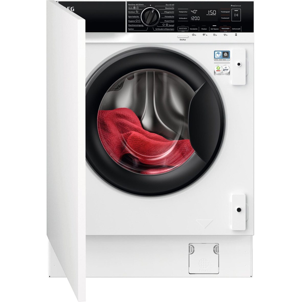 AEG - LWR8WI7680 - Einbau-Waschtrockner - 8 kg Waschen, 4 kg Trocknen, Frontlader, WLAN, LED-Display, 1.600 U/min