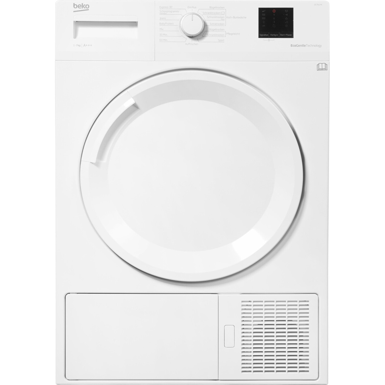 Beko - DS7511PA - Wäschetrockner - 7 kg, Kondenstrockner, für 3-4 Personen, Display, Wärmepumpe