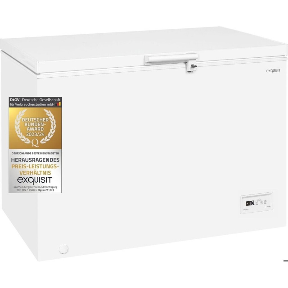 Exquisit - GT320-HE-040D - Gefriertruhe - 308 Liter, 4 Sterne, Schnellgefrieren, mit Rollen