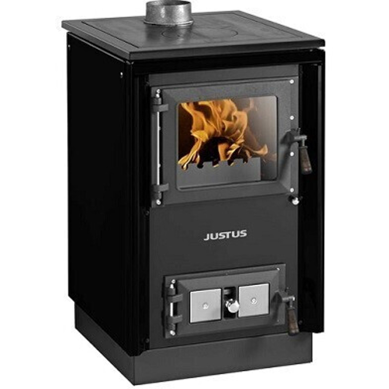 Justus - Rustico-50 2.0 - Küchenofen - weiß, Dauerbetrieb, 7 kW Heizleistung, Scheibenspülung