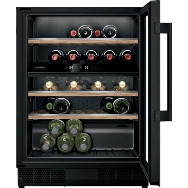 Bosch - KUW21AHG0 - Weinkühlschrank - schwarz, 2 Zonen, 44 Flaschen, Glastür, Holzlagerböden, Kindersicherung, Temperaturalarm