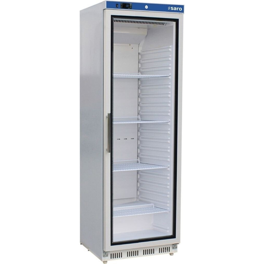 Saro - HK 400 GD - Kühlschrank mit Glastür - freistehend, 185 cm hoch, 350 Liter, silber, 4 Abstellflächen