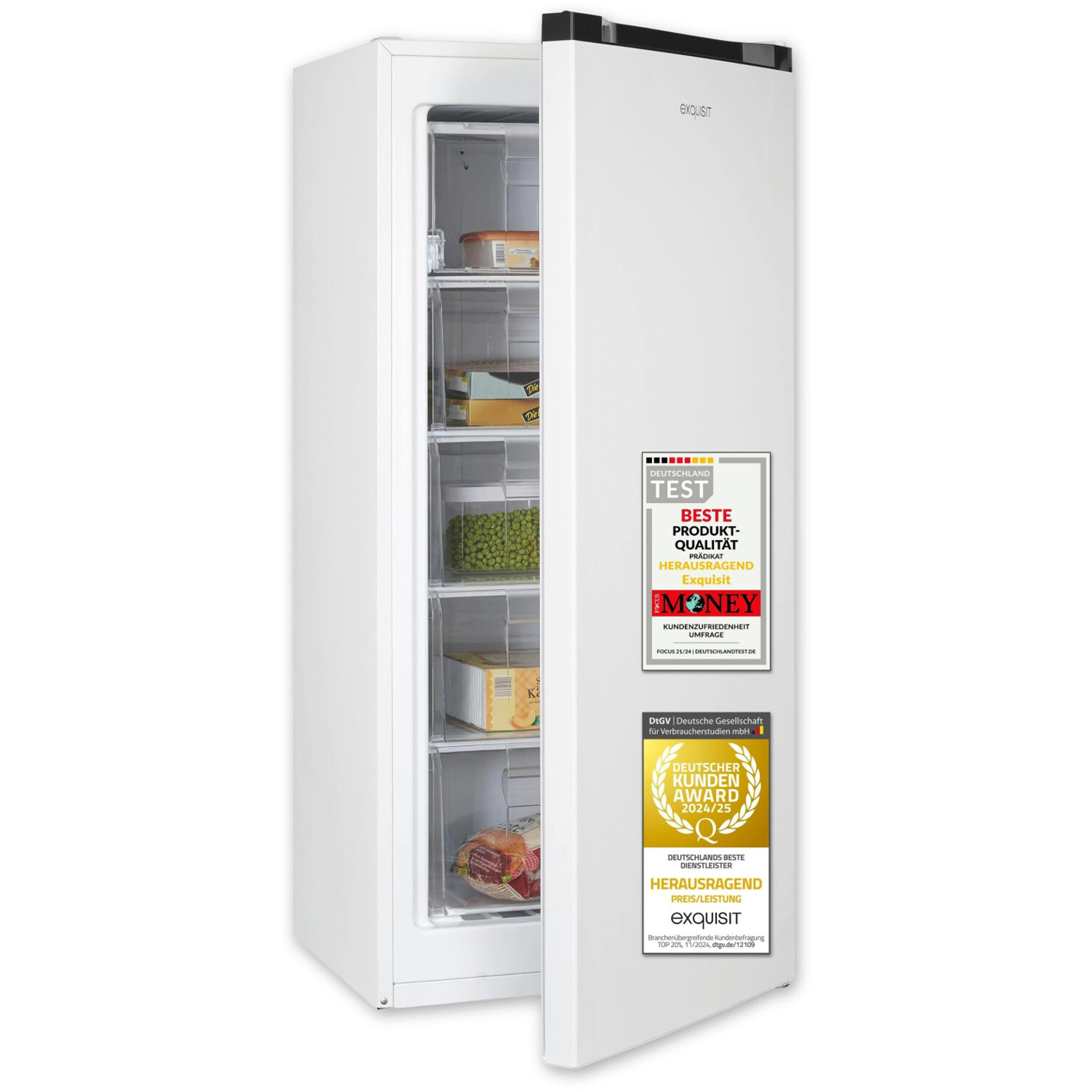 Exquisit - GS5145-050C - Standgefrierschrank - 4 Sterne, 117 Liter, Weiß, freistehend, mit Schnellgefrieren