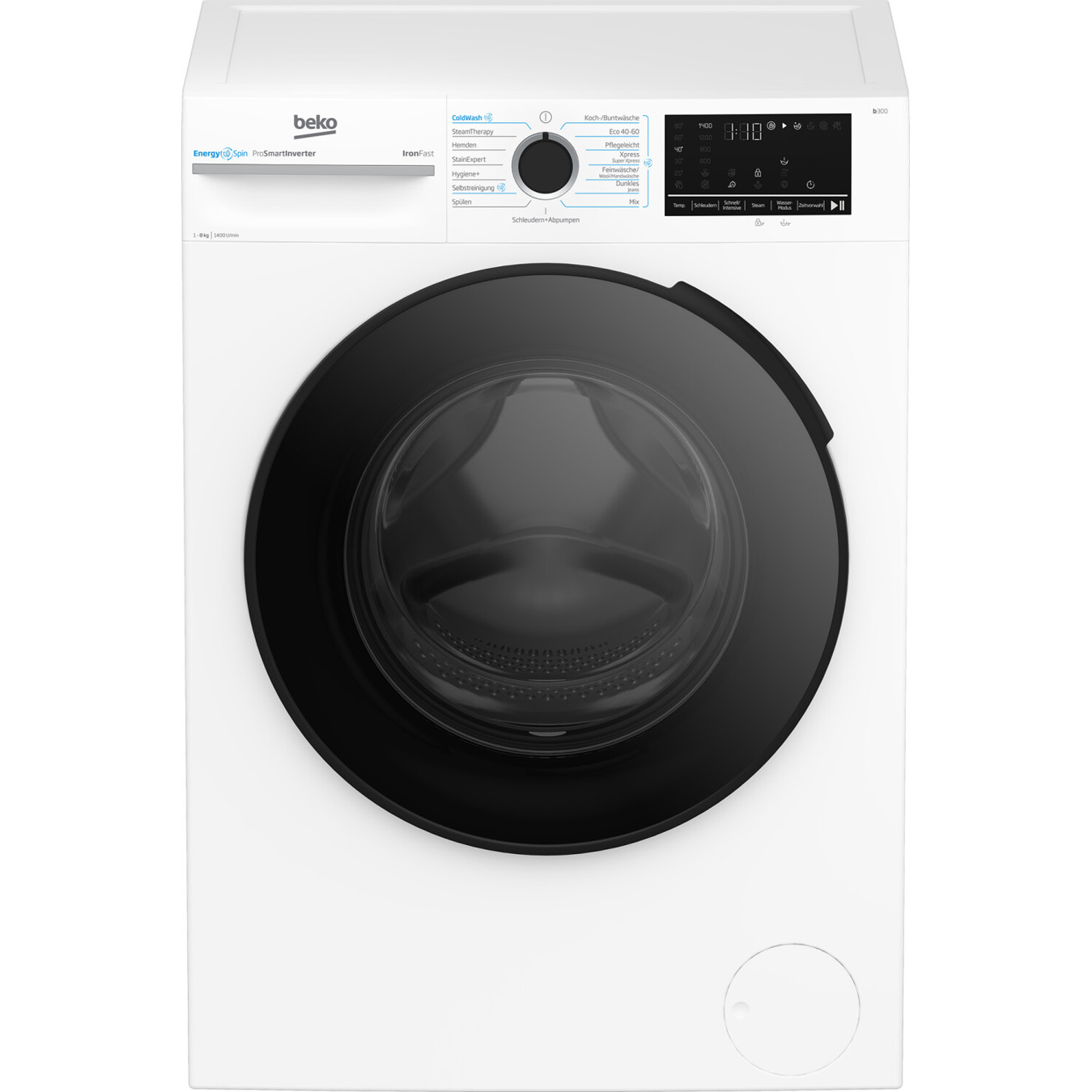 Beko - BM3WFU4841A - Waschmaschine - 8 kg, 1400 U/Min, Inverter-Motor, weiß, freistehend, mit Dampffunktion