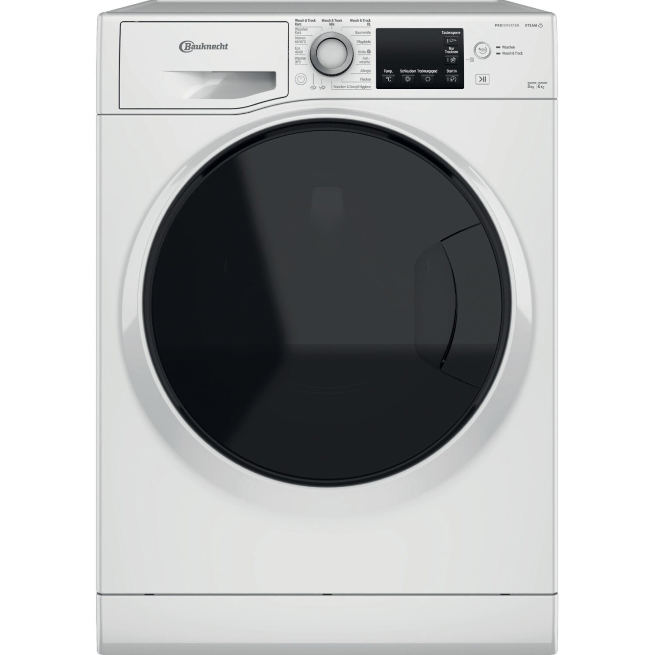 Bauknecht - WATK Sense 86S 41 C - freistehender Waschtrockner - 8 kg Waschen, 6 kg Trocknen, Inverter-Motor, Edelstahl Trommel