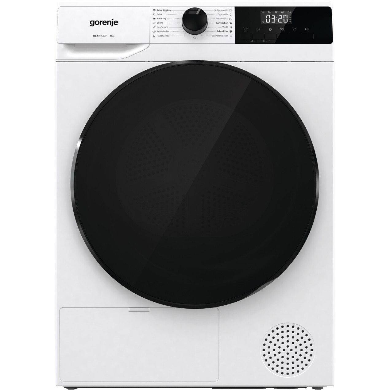 Gorenje - DHNA93/DE - Wäschetrockner - 9 kg, Wärmepumpe, weiß, für 5+ Personen, 64 dB, Edelstahl, freistehend