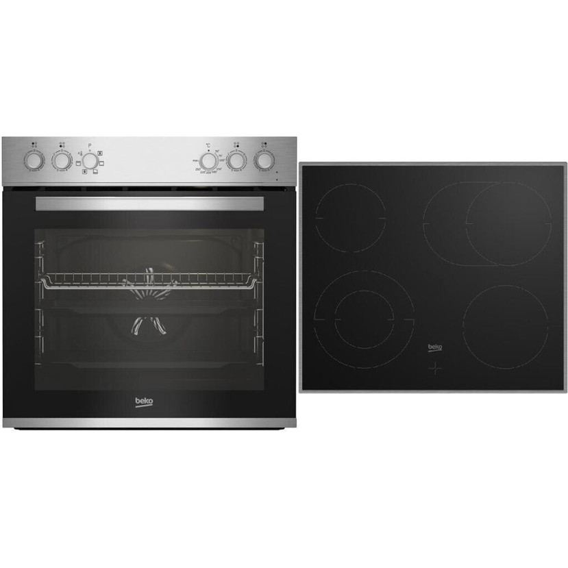 Beko - BBUE12020X - Elektroherd-Set - 4 Kochstellen, silber, 72 l, mit Rahmen, Hydrolyse