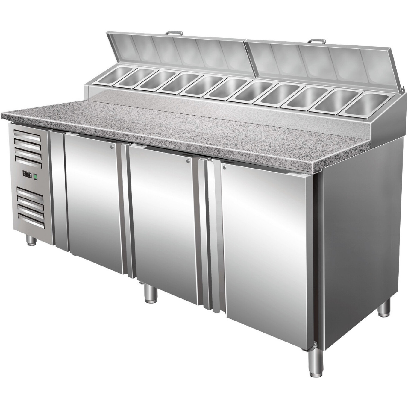 Saro - Zubereitungstisch SH 2000 - Kühltisch - silber, freistehend, 725 Liter, Abtauautomatik, digitale Temperaturanzeige
