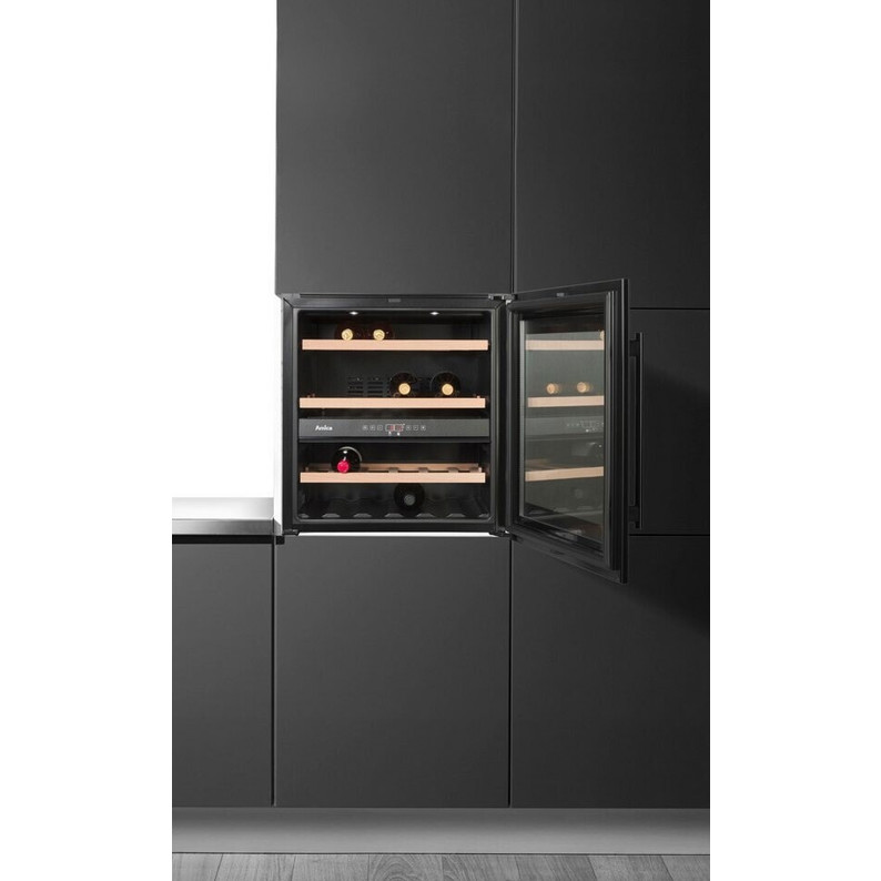 Amica - WK341212S - Weinkühlschrank - schwarz, 2 Temperaturzonen, glastür, einbau, für 34 Flaschen