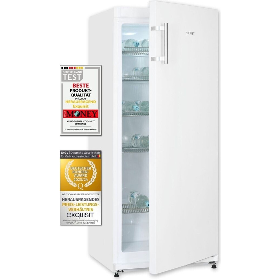 Exquisit - Getränkekühlschrank GKS29-V-H-280E - 254 Liter - freistehend, weiß, wechselbarer Türanschlag, Geräuschpegel 41 dB(A)