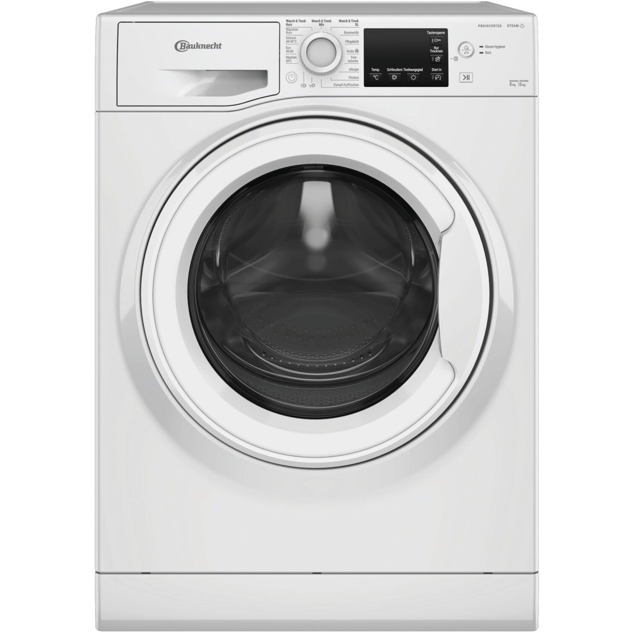 Bauknecht - WT Eco Plus 86 43 N - freistehender Waschtrockner - 8 kg Waschen, 6 kg Trocknen, Inverter-Motor, Dampf-Funktion, weiß