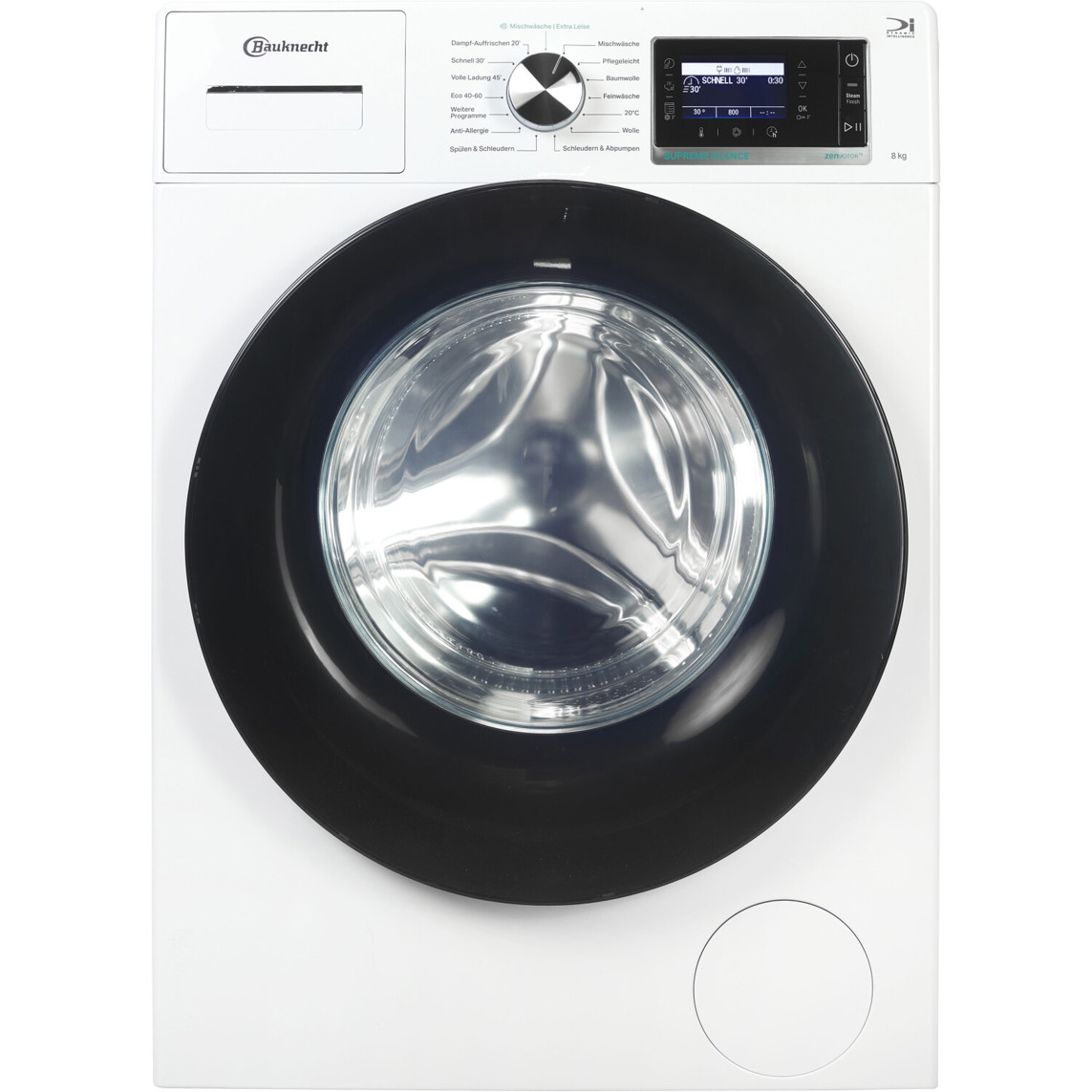 Bauknecht - B6R 88E SILENCE DE - Waschmaschine - 8 kg, Frontlader, weiß, max. Schleuderdrehzahl 1.400 U/Min, Dampffunktion, Selbstreinigungsschublade