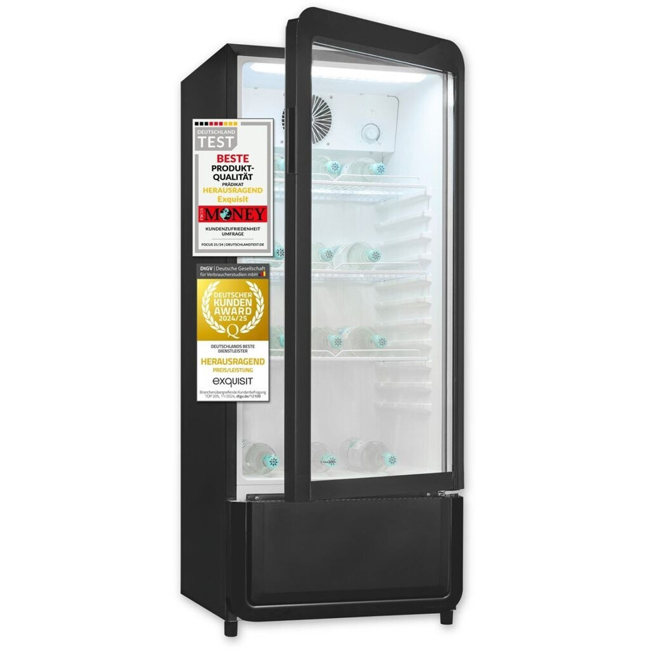 Exquisit - Getränkekühlschrank - 810930401 - freistehend, weiß, Umluftkühlung, No-Frost, höhenverstellbare Füße, Rollen