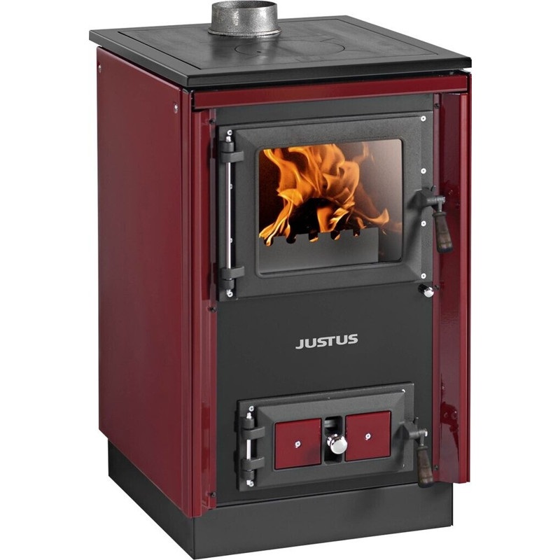 Justus - Rustico-50 2.0 - Küchenofen - Stahlkochfeld rot, 7 kW Heizleistung