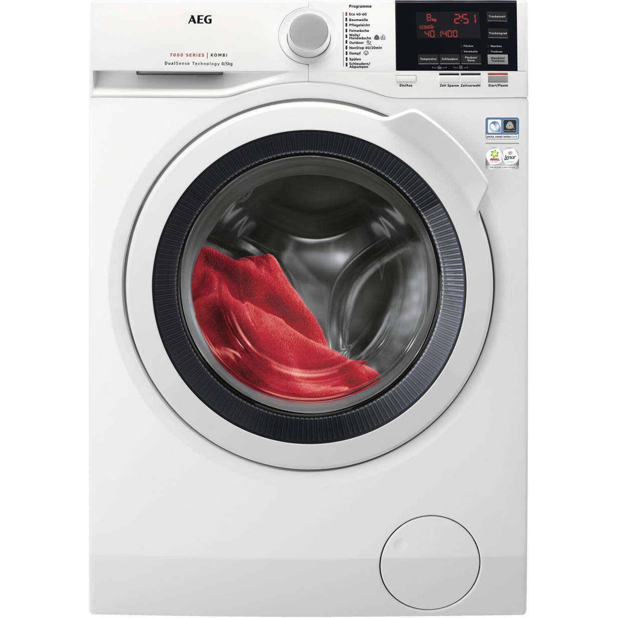 AEG - L7WBA60680 - freistehender Waschtrockner - 8 kg Waschen, 5 kg Trocknen, 1.600 U/min, ProSteam, DualSense