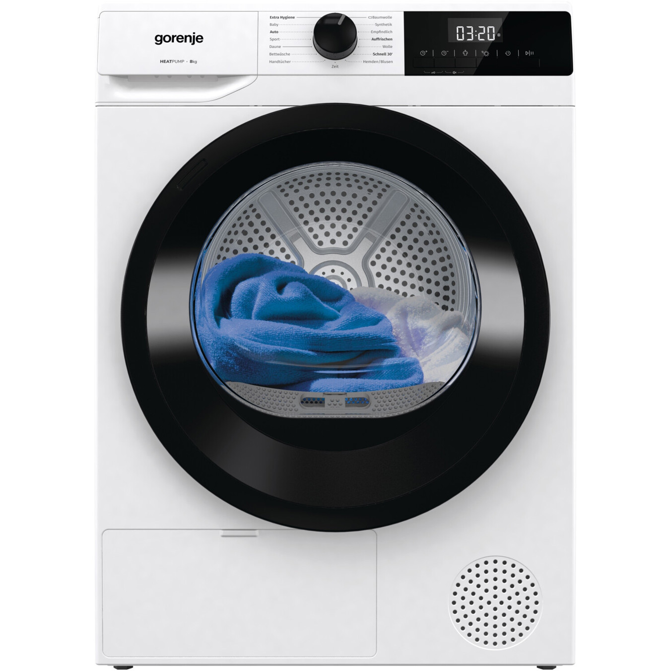 Gorenje - DHNE83 - Wäschetrockner - 8 kg, Wärmepumpentrockner, weiß, 15 Trockenprogramme, AutoDrain