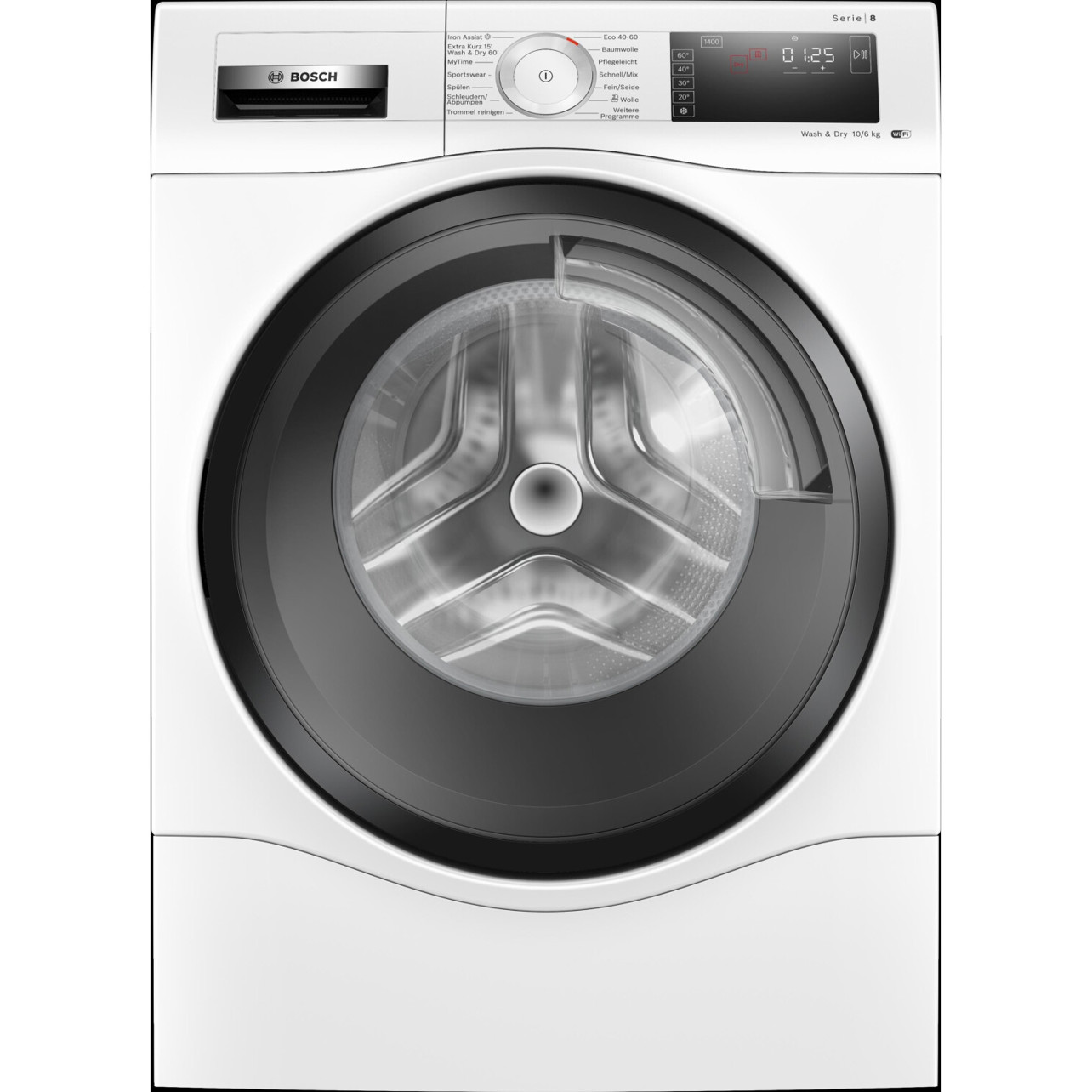 Bosch - WDU28513 - freistehender Waschtrockner - 10 kg Waschen, 6 kg Trocknen, WLAN, grau, links offenes Bullauge, 1.400 U/min