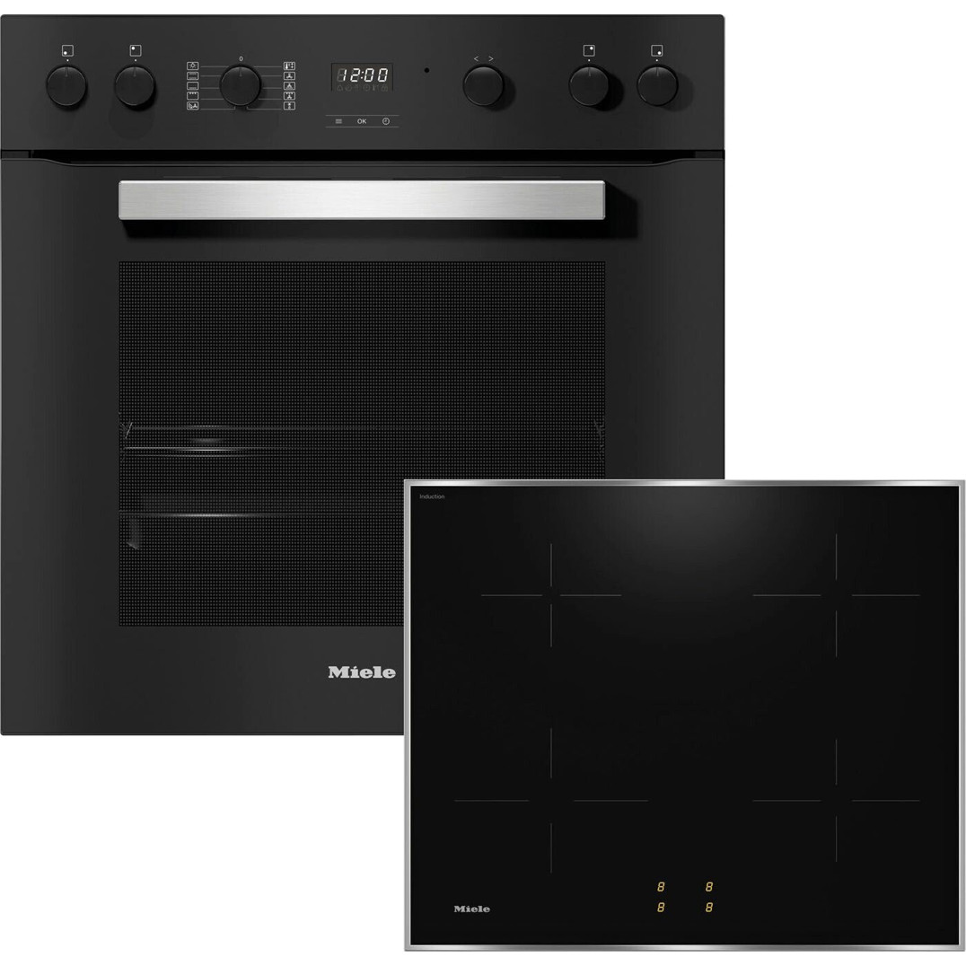 Miele - H 2459 I - Induktionsherd mit 4 Kochzonen, 76 Liter, schwarz, mit Perfect Clean und Heißluft plus