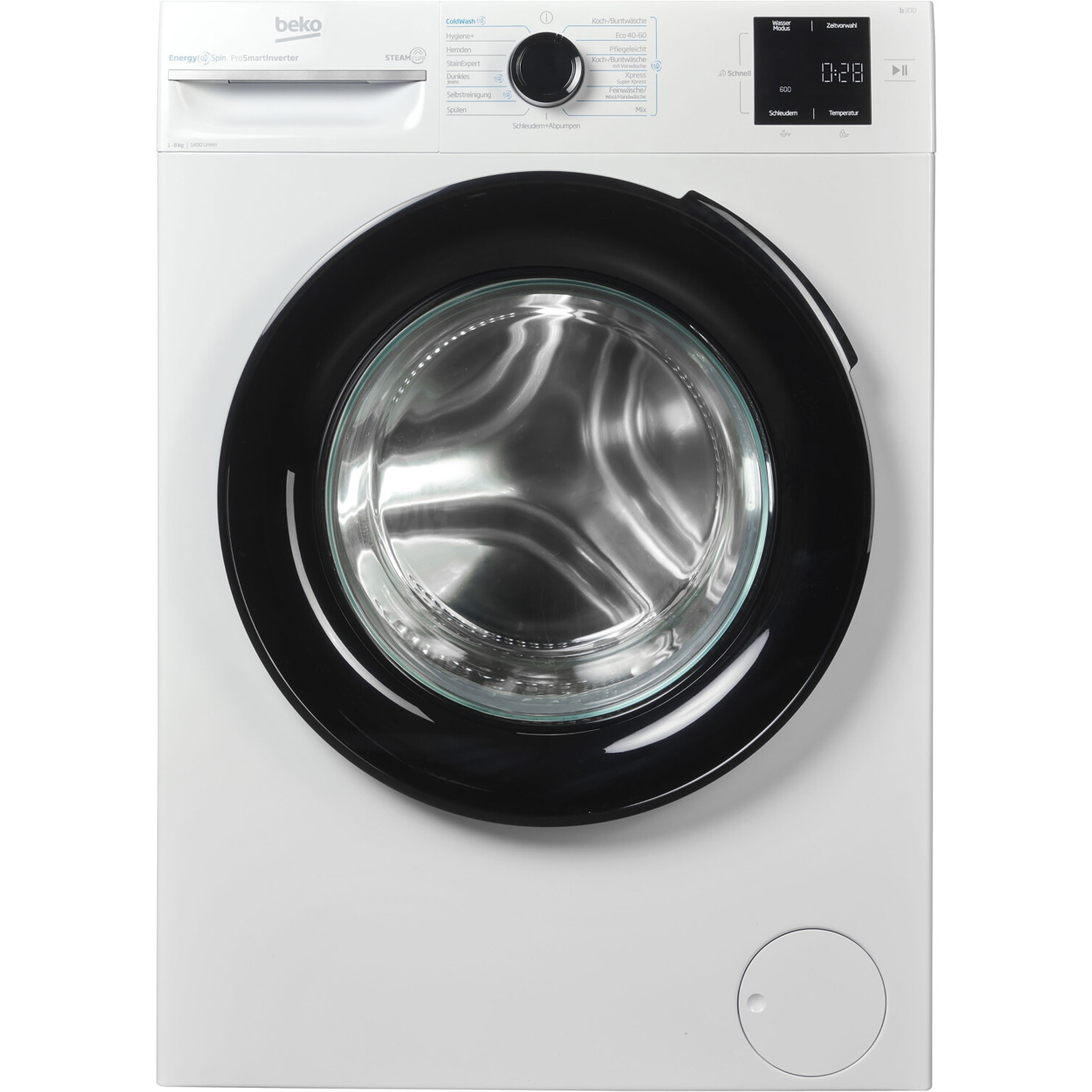 Beko - BM3WFU3841X - Waschmaschine - 8 kg, 60 cm, Inverter-Motor, 15 Programme, AquaWave, SteamCure