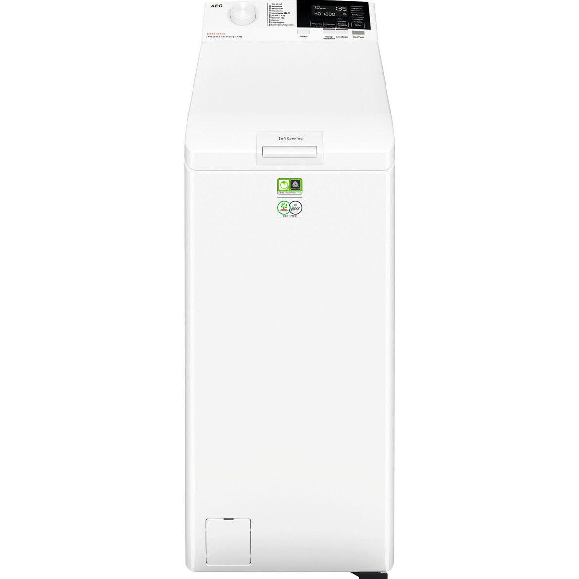 AEG - LTR6A60370 - Toplader - 7 kg, freistehend, weiß, Inverter-Motor, LED-Display, 1.300 U/Min, AquaStop