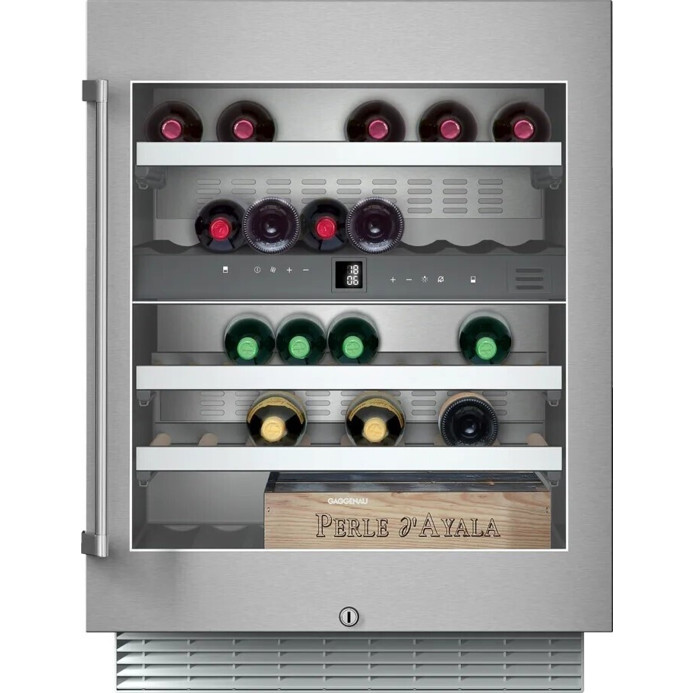 Gaggenau - RW404264 - Weinkühlschrank - 2 Zonen, 34 Flaschen, silber, Innenbeleuchtung, Schloss, elektronische Temperaturregelung