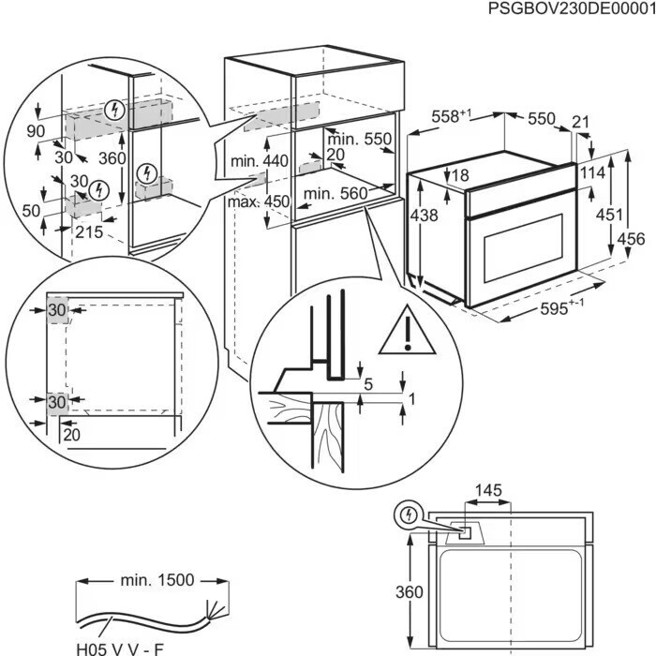AEG - NKK8N621B - Kompaktbackofen - schwarz, 3.000 Watt, WLAN, 25 Betriebsarten, kühle Front, AEG CombiQuick