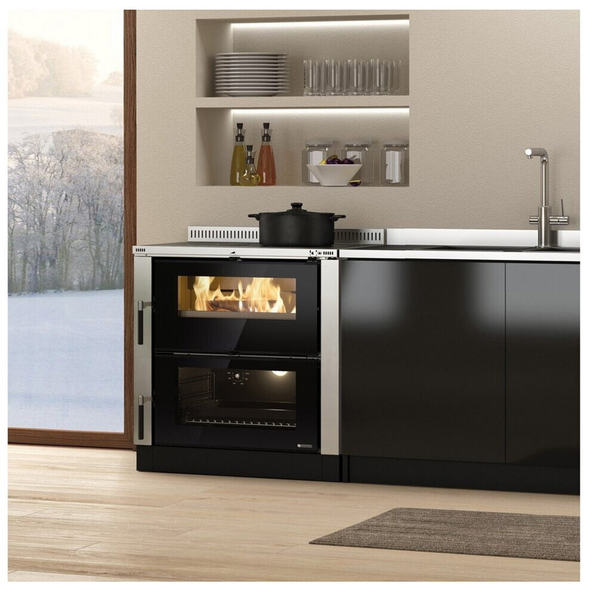 La Nordica - Verona XXL inox - Küchenofen - silber, 7 kW, gusseisen, Edelstahl, 68 Liter Backofen-Volumen