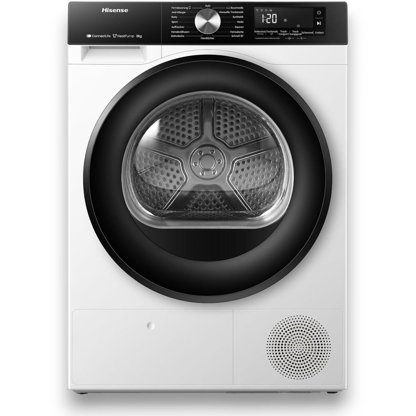 Hisense - DH3S802BW3 - Wäschetrockner - Wärmepumpentrockner, 8 kg, 64 dB, weiß, 15 Trockenprogramme, Smart Home, LED Display
