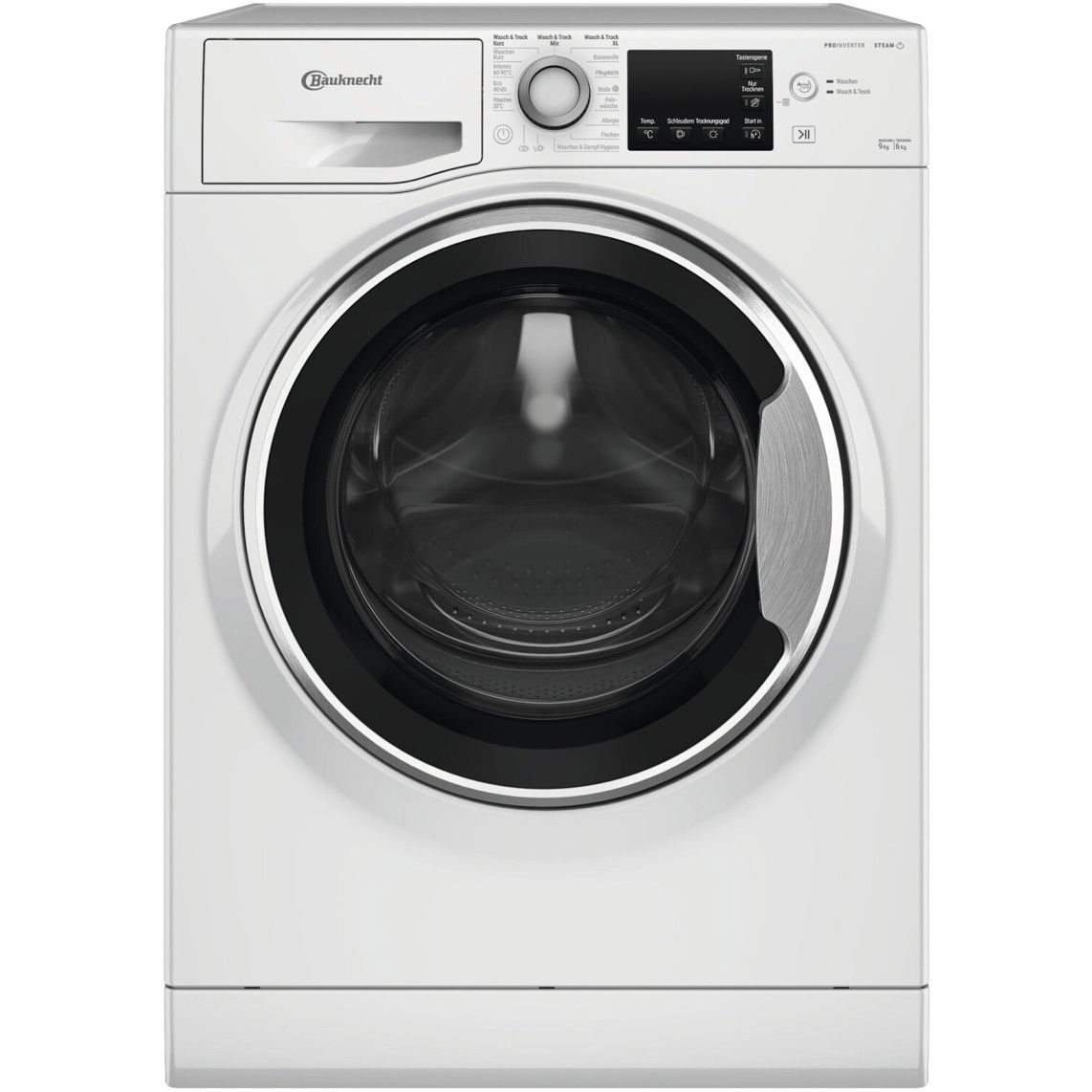 Bauknecht - WATK Sense 96 41 N - freistehender Waschtrockner - 9 kg Waschen, 6 kg Trocknen, Inverter-Motor, weiß, Edelstahl