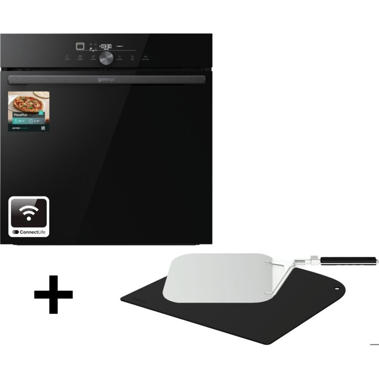 Gorenje - GO66E PIZZA350C - Backofen - 77 Liter, schwarz, WLAN, 5 Einschubebenen, Selbstreinigung