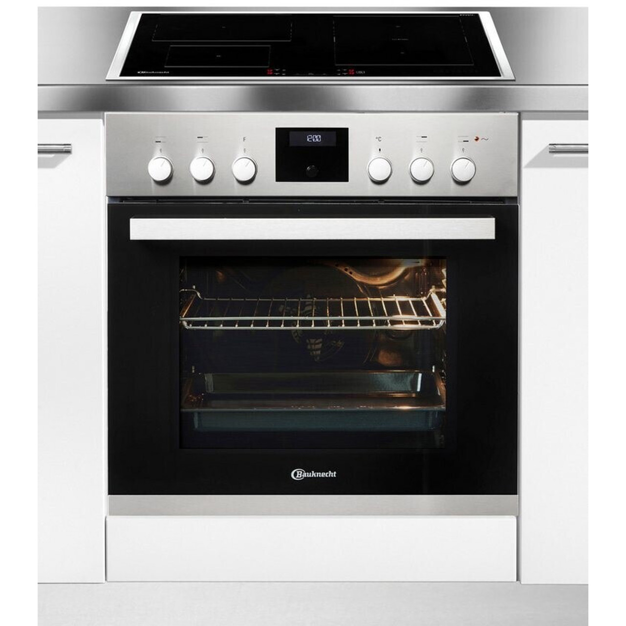 Bauknecht - HIS3 EI8V2 IN + BU - Herd-Set - 4 Kochstellen, Induktionskochfeld, 65 Liter, silber