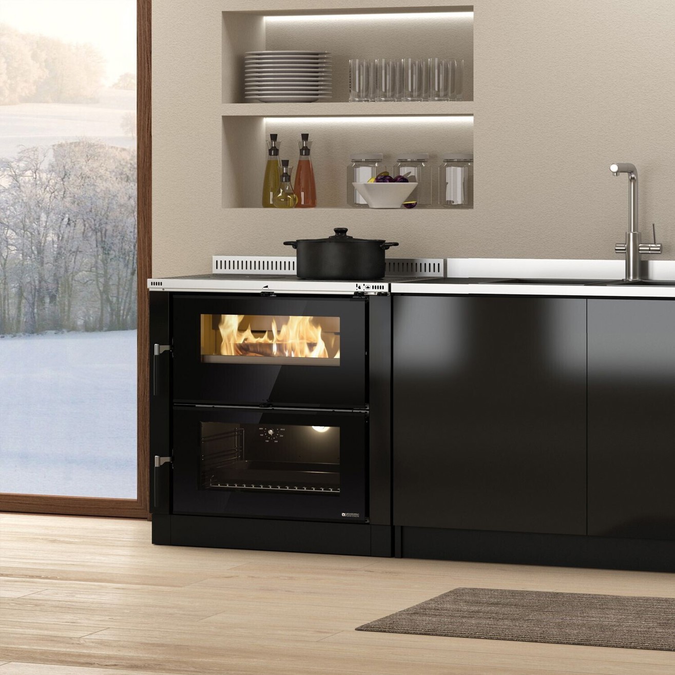 La Nordica - Verona 80 - Küchenofen - schwarz, Festbrennstoffherd, Holzherd, 7 kW, Gusseisen