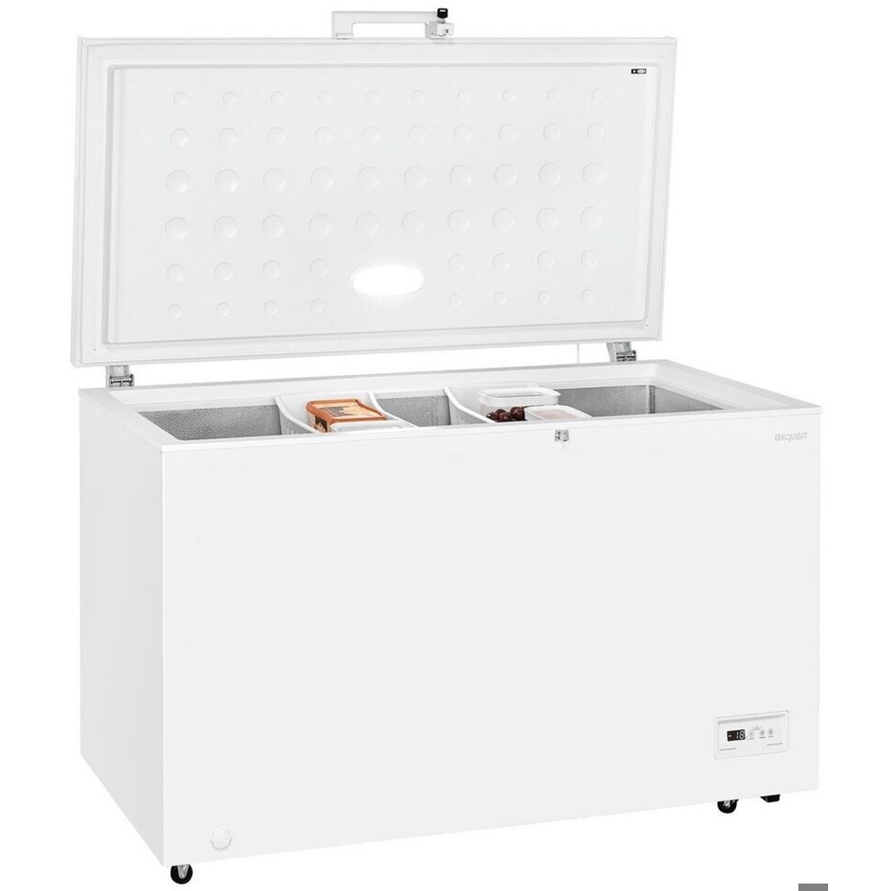 Exquisit - GT400-HE-040E - Gefriertruhe - 371 Liter, 4 Sterne, Höhe 85 cm, weiß, mit Vorratskörben