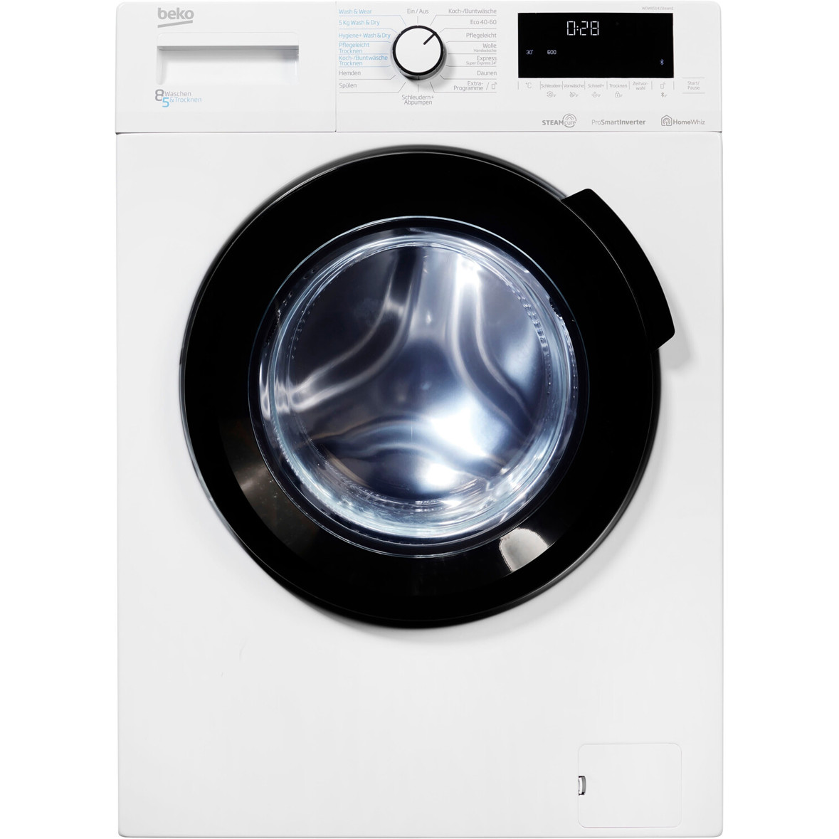 Beko - WDW85141Steam1 - freistehender Waschtrockner - 8 kg Waschen, 5 kg Trocknen, Dampf-Funktion, Nachlegefunktion