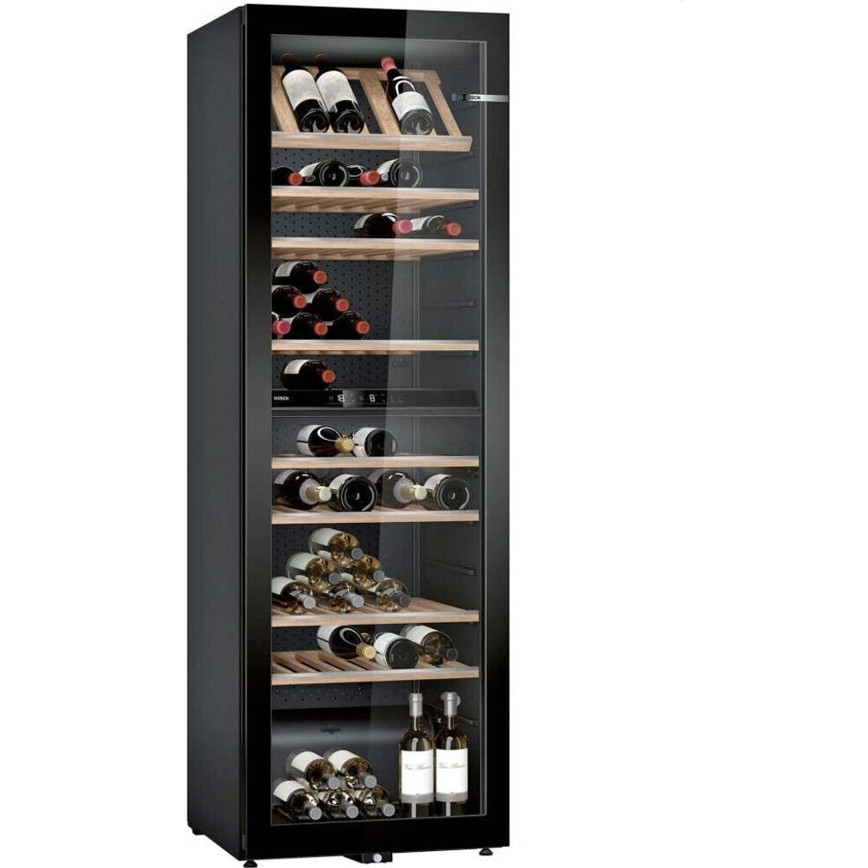 Bosch - KWK36ABGA - Weinkühlschrank - freistehend, schwarz, 370 Liter, 2 Temperaturzonen, 199 Flaschen, Glastür