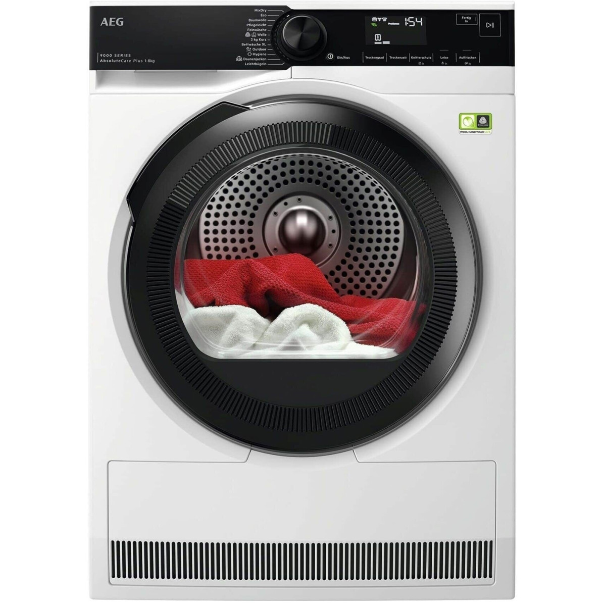 AEG - TR8T75789 - Wärmepumpentrockner - 8 kg Füllmenge, Energieeffizienzklasse B, 63 dB, weiße Farbe, freistehend, Knitterschutz