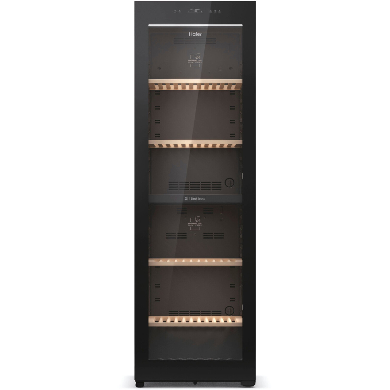 Haier - HWS236GDEH1 - Weinkühlschrank - freistehend, schwarz, Glastür, 236 Flaschen, 4 Holzlagerböden, 190 cm hoch