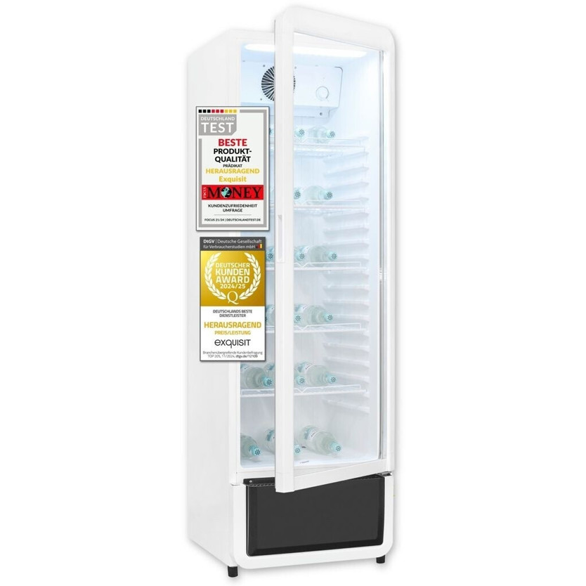 Exquisit - Getränkekühlschrank - GKS260-GT-430D - weiß - freistehend, Umluftkühlung, 280 Liter, 172,5 cm hoch